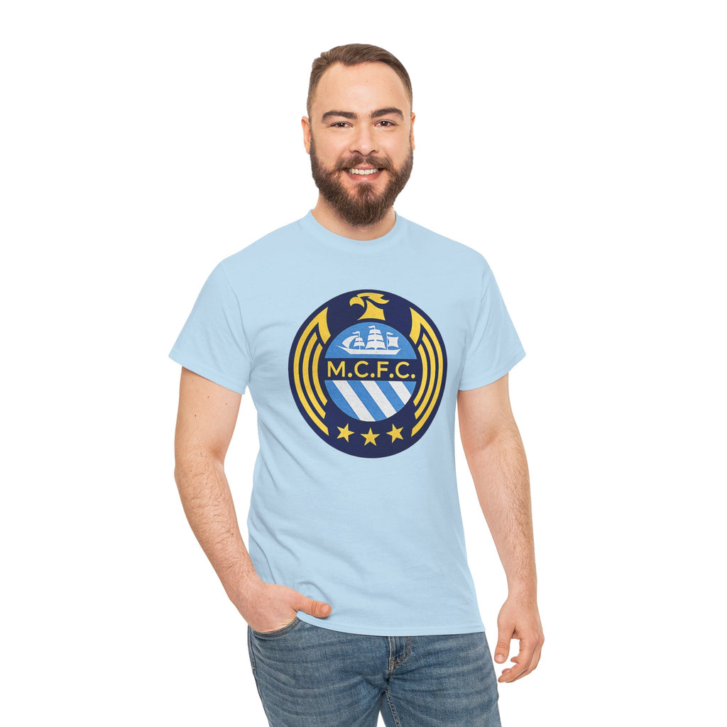 MCFC Crest T-Shirt — Vintage Blue & Gold Soccer Tee