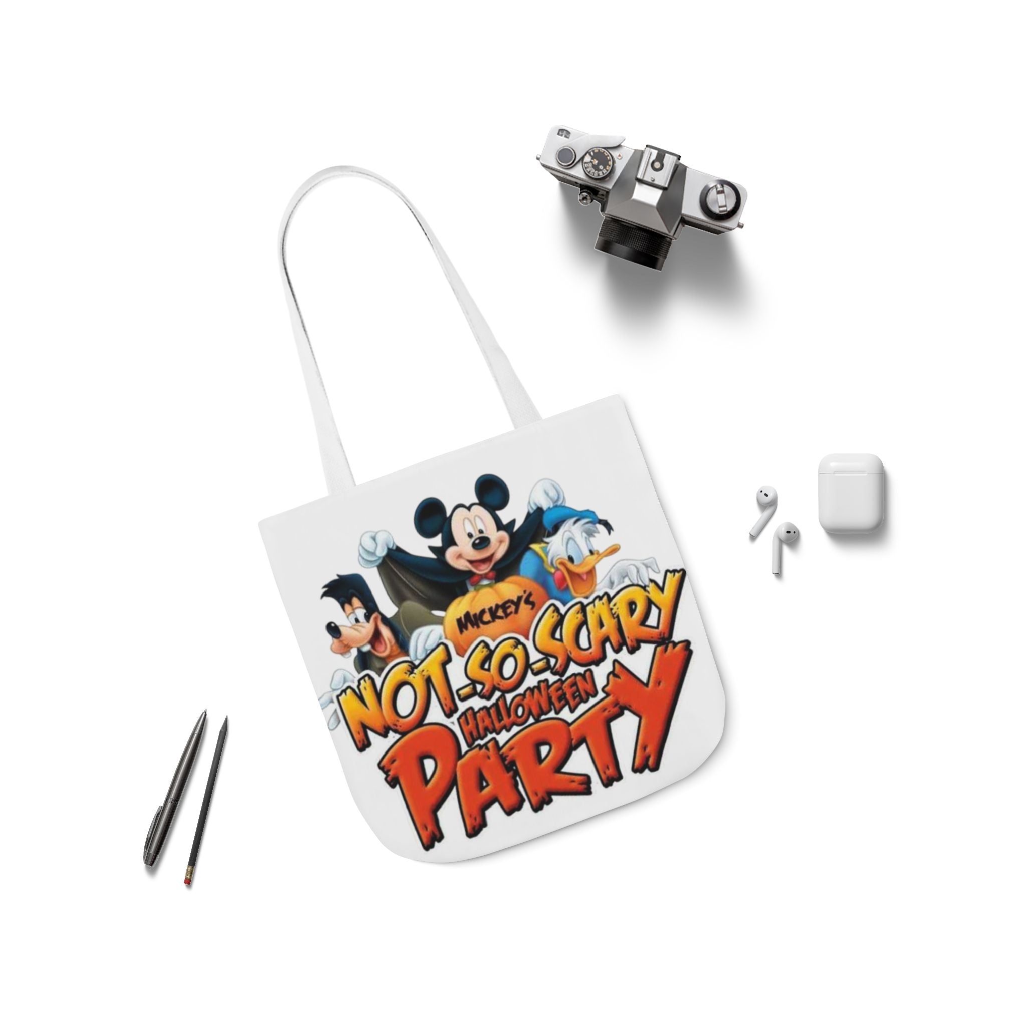 Halloween Party Canvas Tote Bag — "Not-So-Scary Halloween Party" Graphic