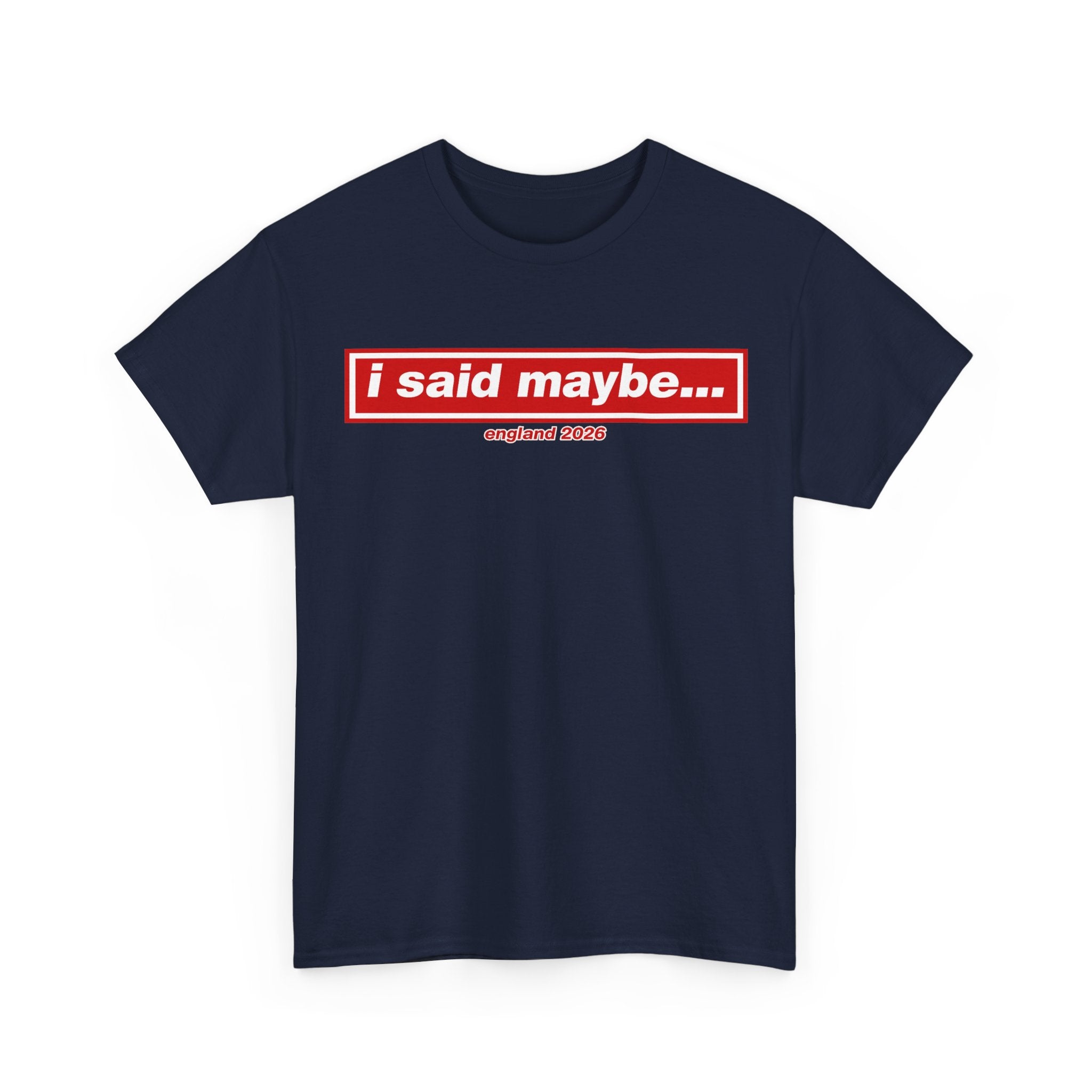 I Said Maybe Tee — Minimalist Red Logo Graphic T‑Shirt