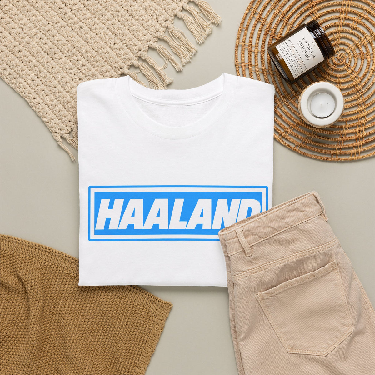 Haaland Box Logo Tee — Soccer Fan Jersey Style Shirt
