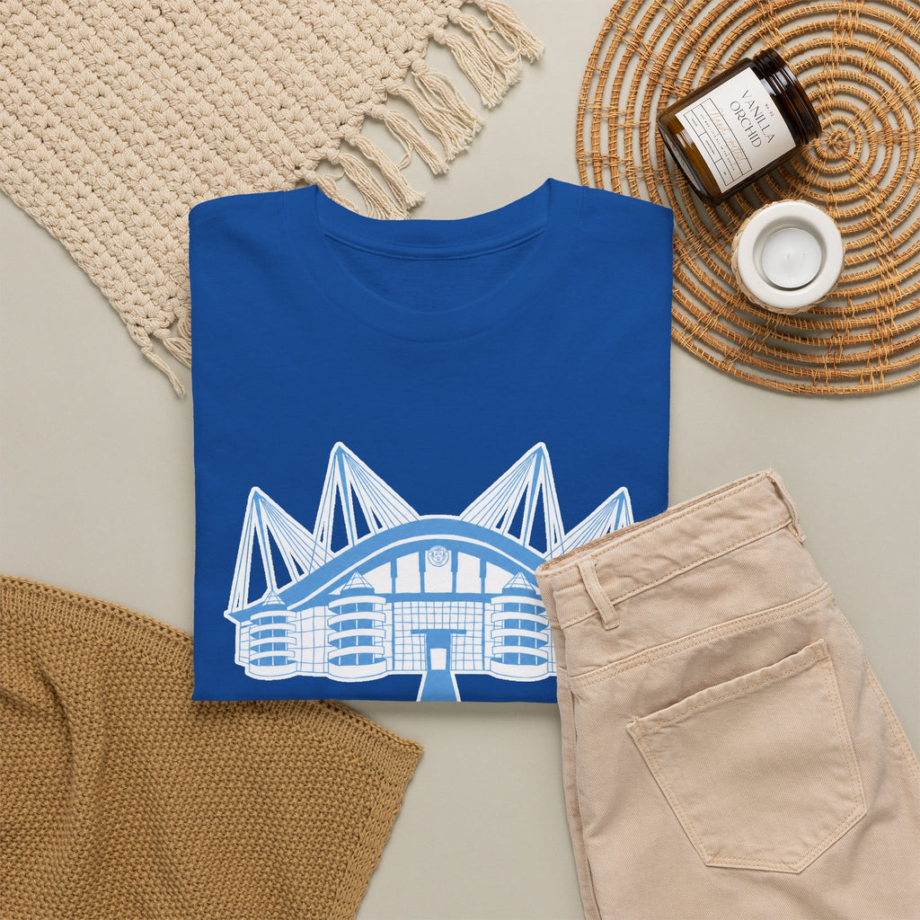 Etihad Stadium Illustration Cotton T-Shirt — Blue Arena Graphic Tee