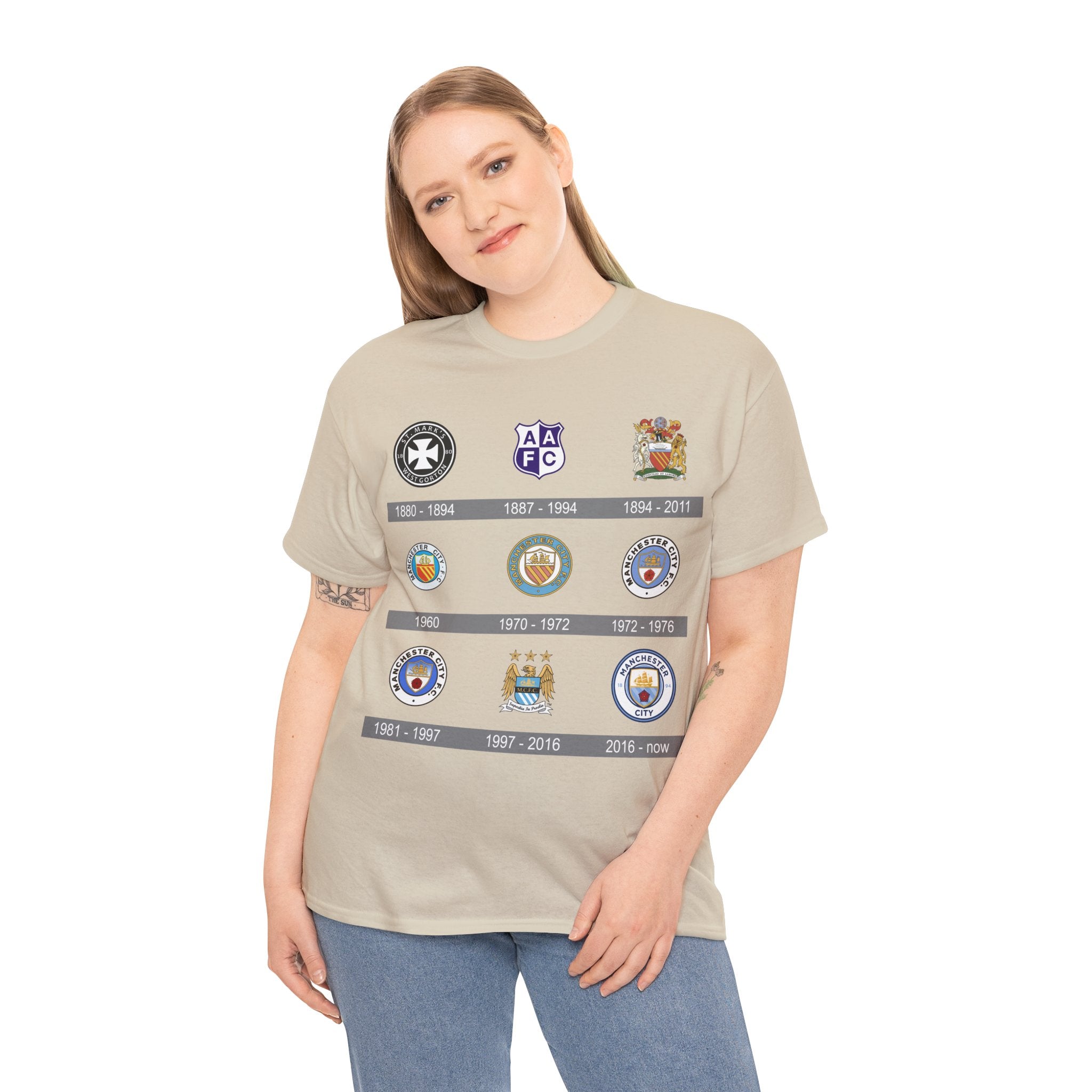 Manchester City Crest Timeline T-Shirt — Retro Club Crest History Tee
