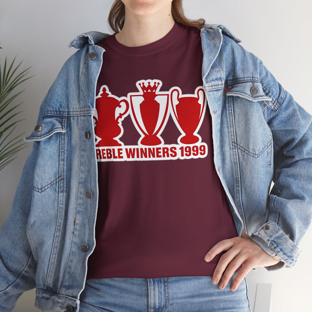 Manchester United Treble Winners 1999 Trophy Graphic Cotton T-Shirt