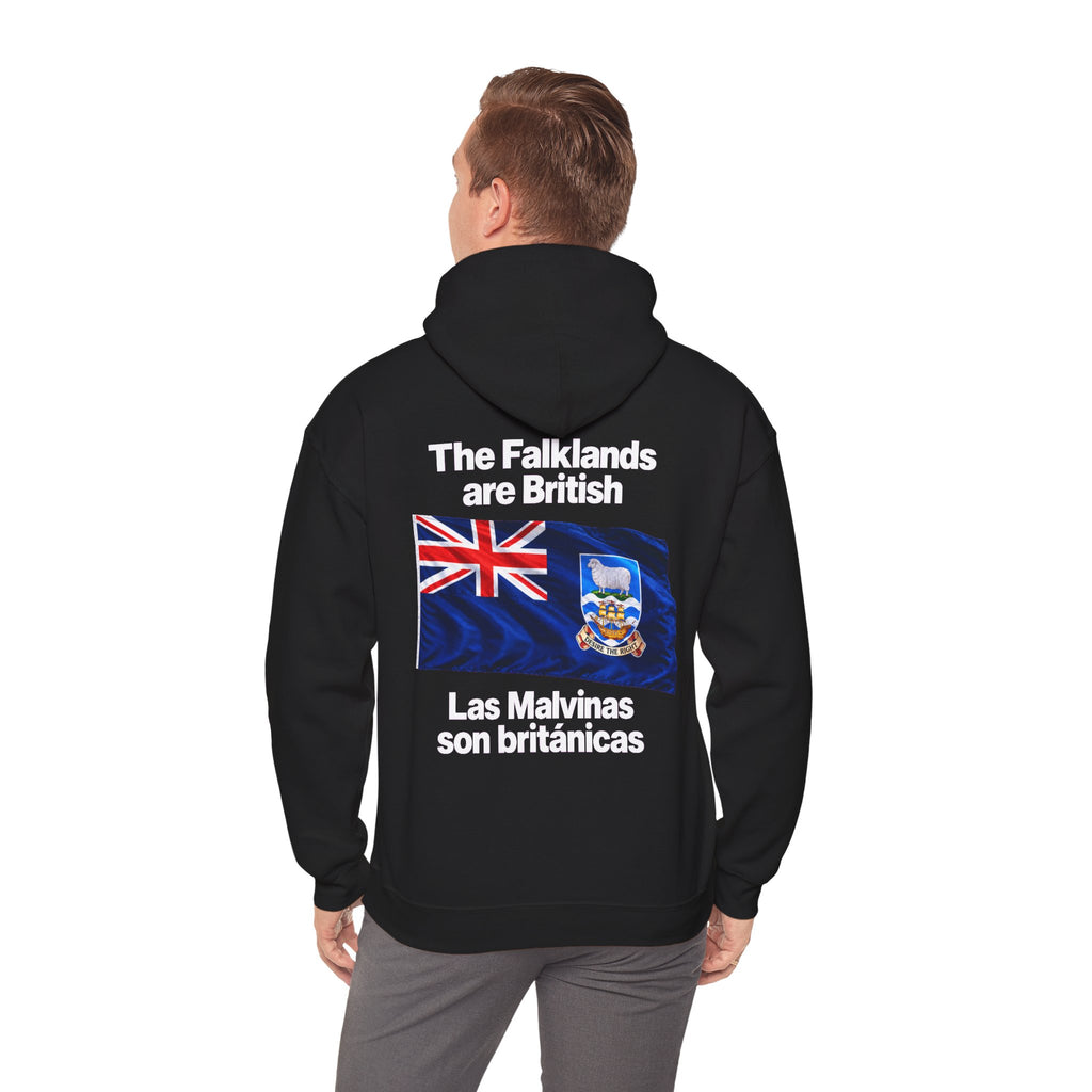 Falklands Are British Hoodie – Bilingual 'Las Malvinas son británicas' Flag Pullover