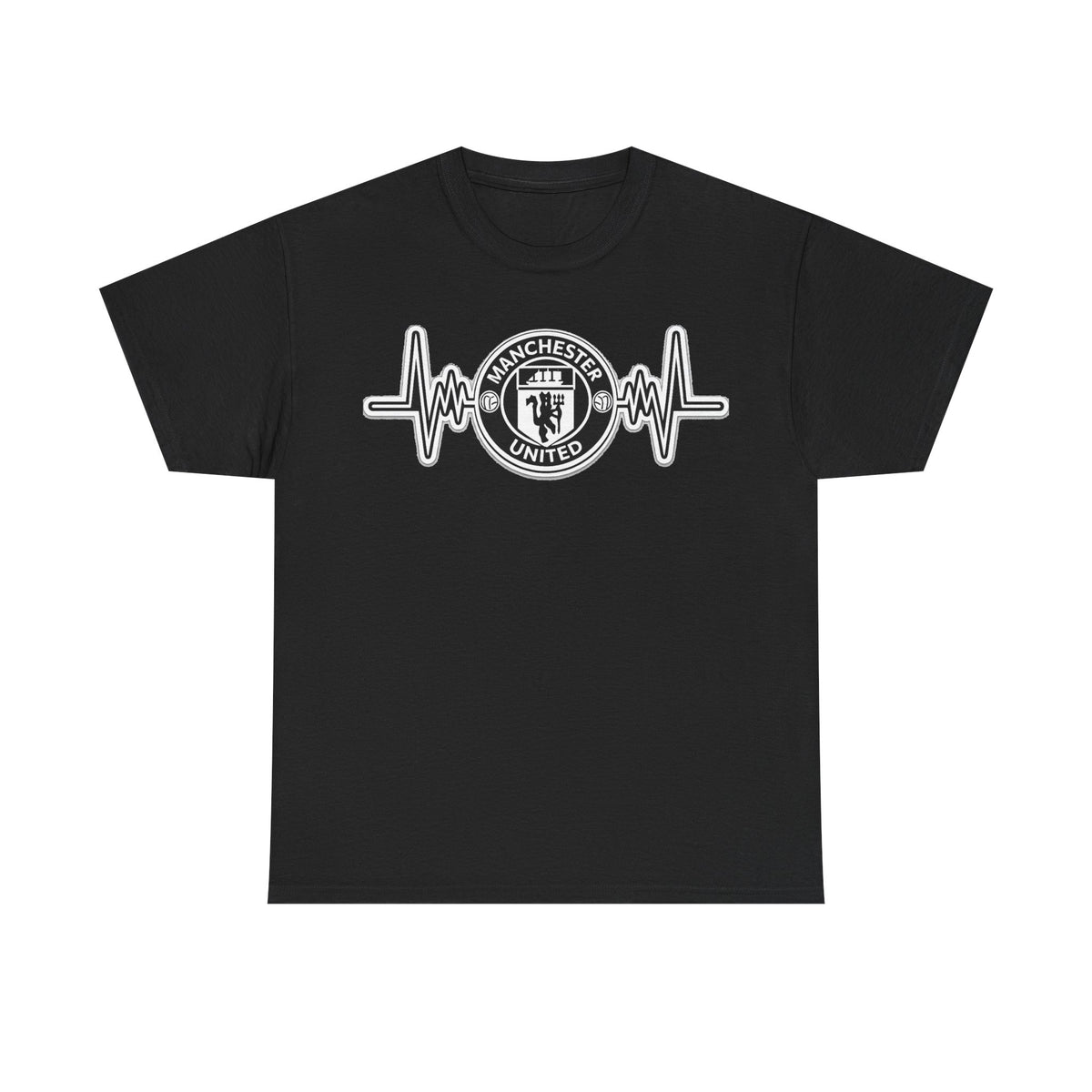 Manchester United Inspired Heartbeat T‑Shirt — Football Fan Pulse Tee