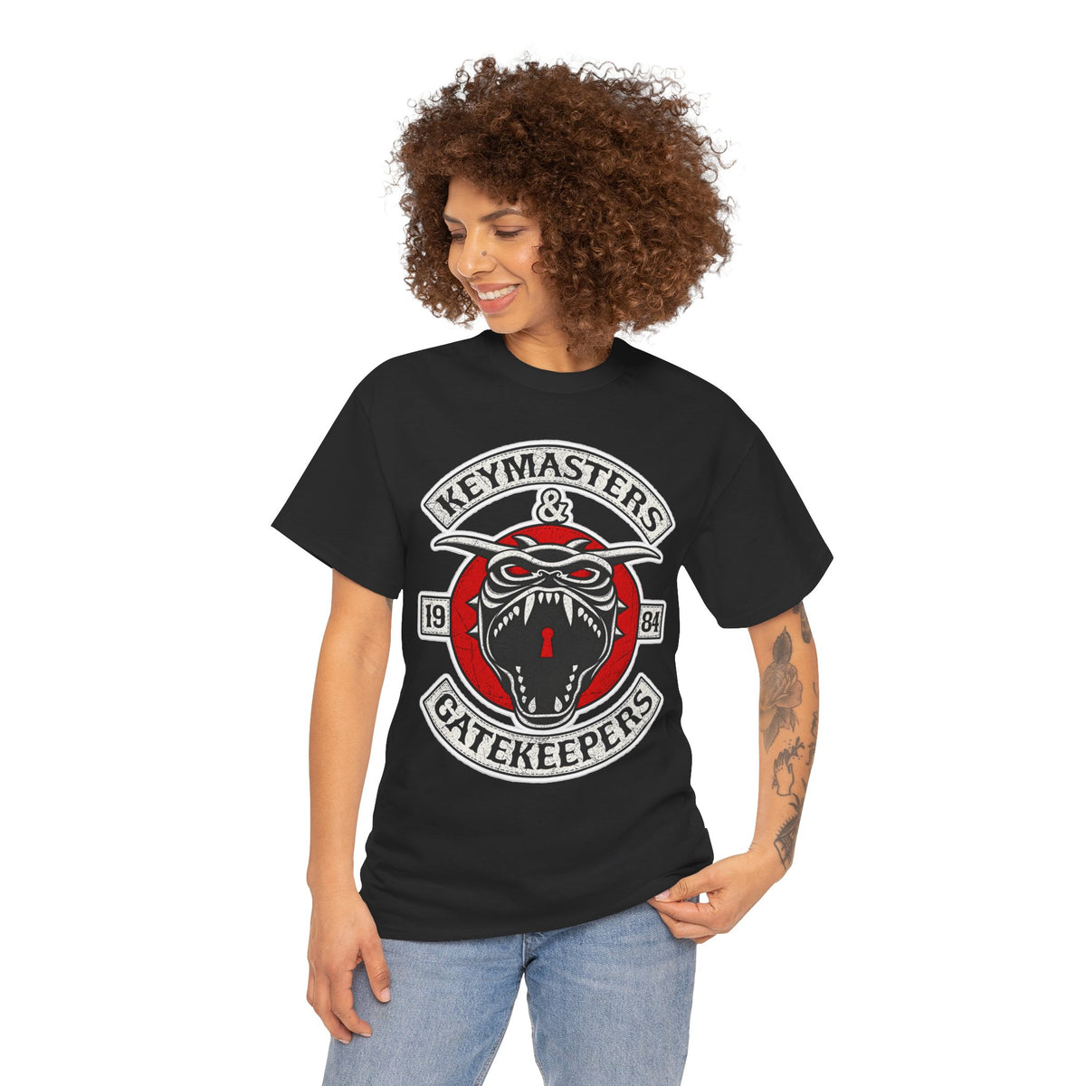 Keymasters & Gatekeepers Tee — Retro Demon Key Emblem Shirt (Since 1984)