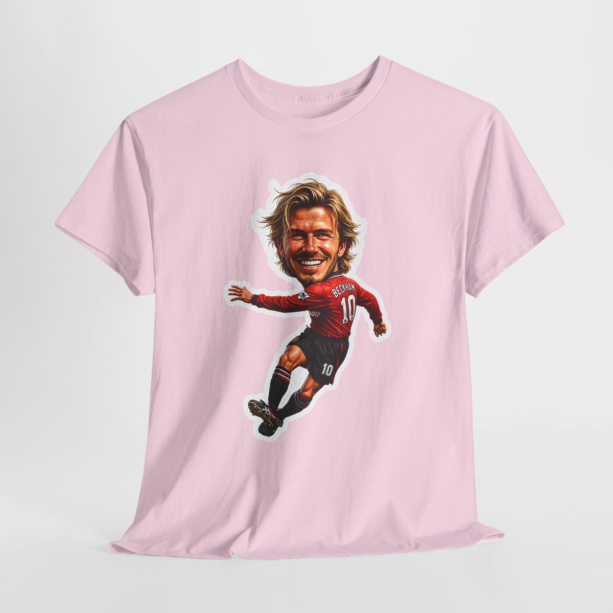 Beckham Caricature Cotton T-Shirt — Retro Football Player Graphic Tee