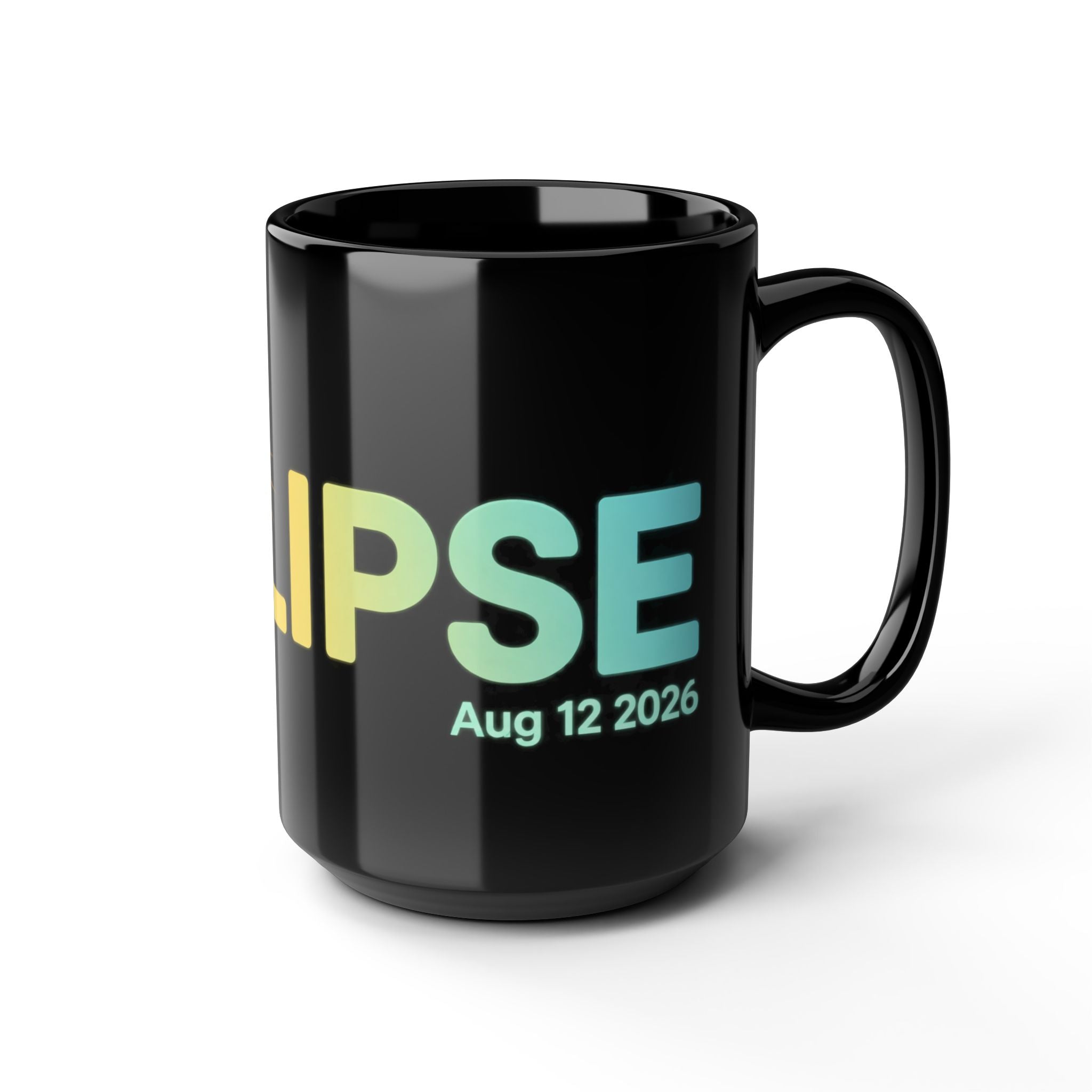 Eclipse 2026 Black Coffee Mug — Aug 12 2026 Solar Eclipse Souvenir (11oz/15oz)