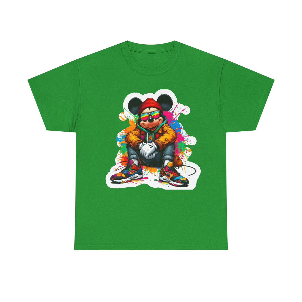 Streetwear Mouse Graphic Tee — Colorful Urban Hip-Hop Cartoon Shirt