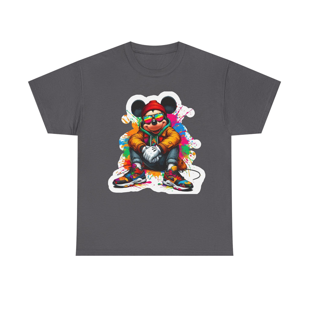 Streetwear Mouse Graphic Tee — Colorful Urban Hip-Hop Cartoon Shirt