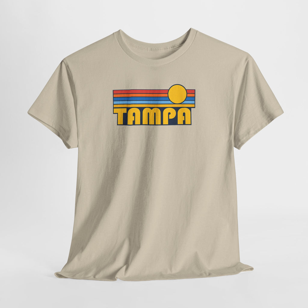 Tampa Retro Sunset T-Shirt — Vintage 70s Striped Beach Tee
