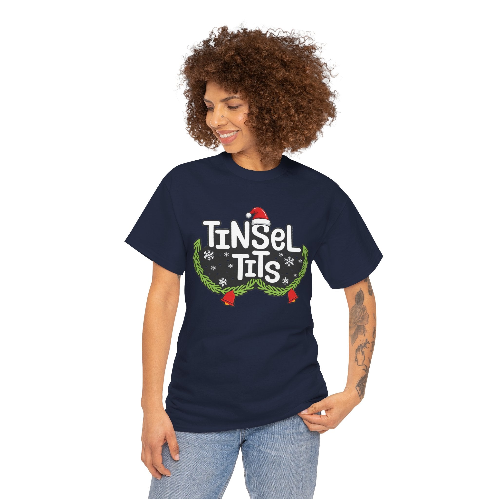 T-Shirt — "Tinsel Tits" Funny Christmas Wreath Holiday Tee