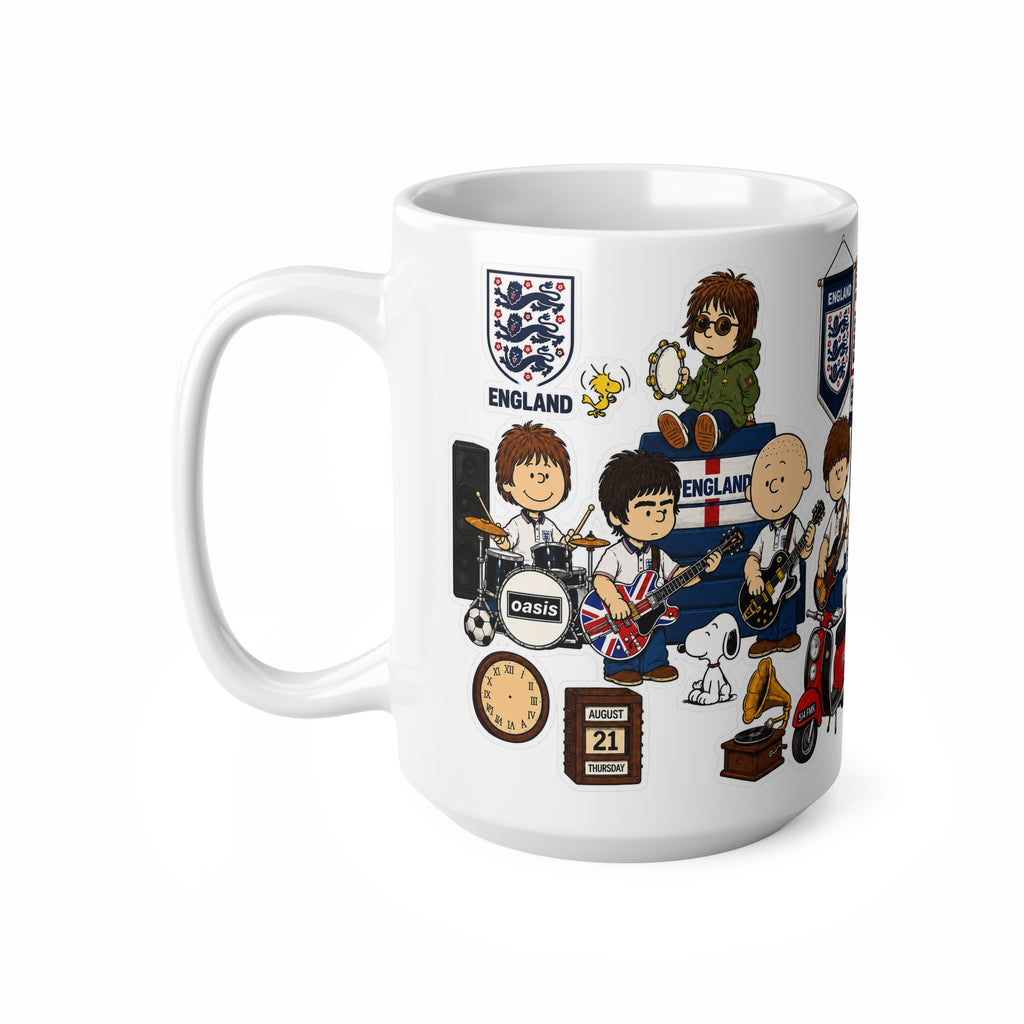 England Britpop Band Cartoon Coffee Mug — 11oz & 15oz Ceramic