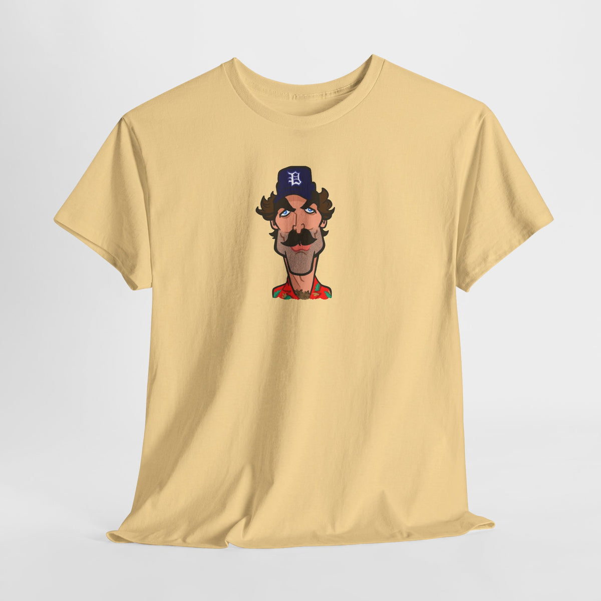 Magnum PI Retro Caricature T-Shirt — Retro Mustache Hat Portrait Tee