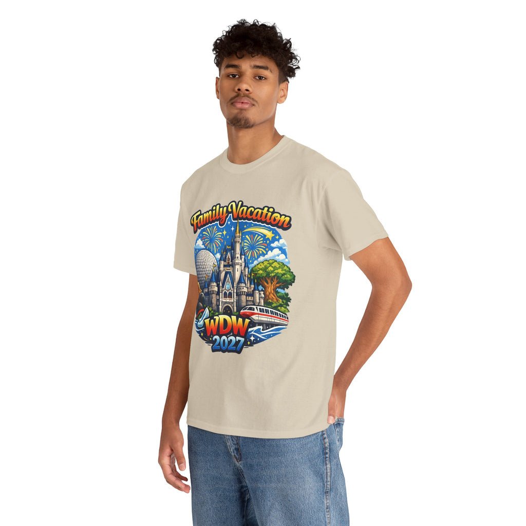Family Vacation WDW 2027 T-Shirt – Disney Park Castle & Fireworks Vacation Tee