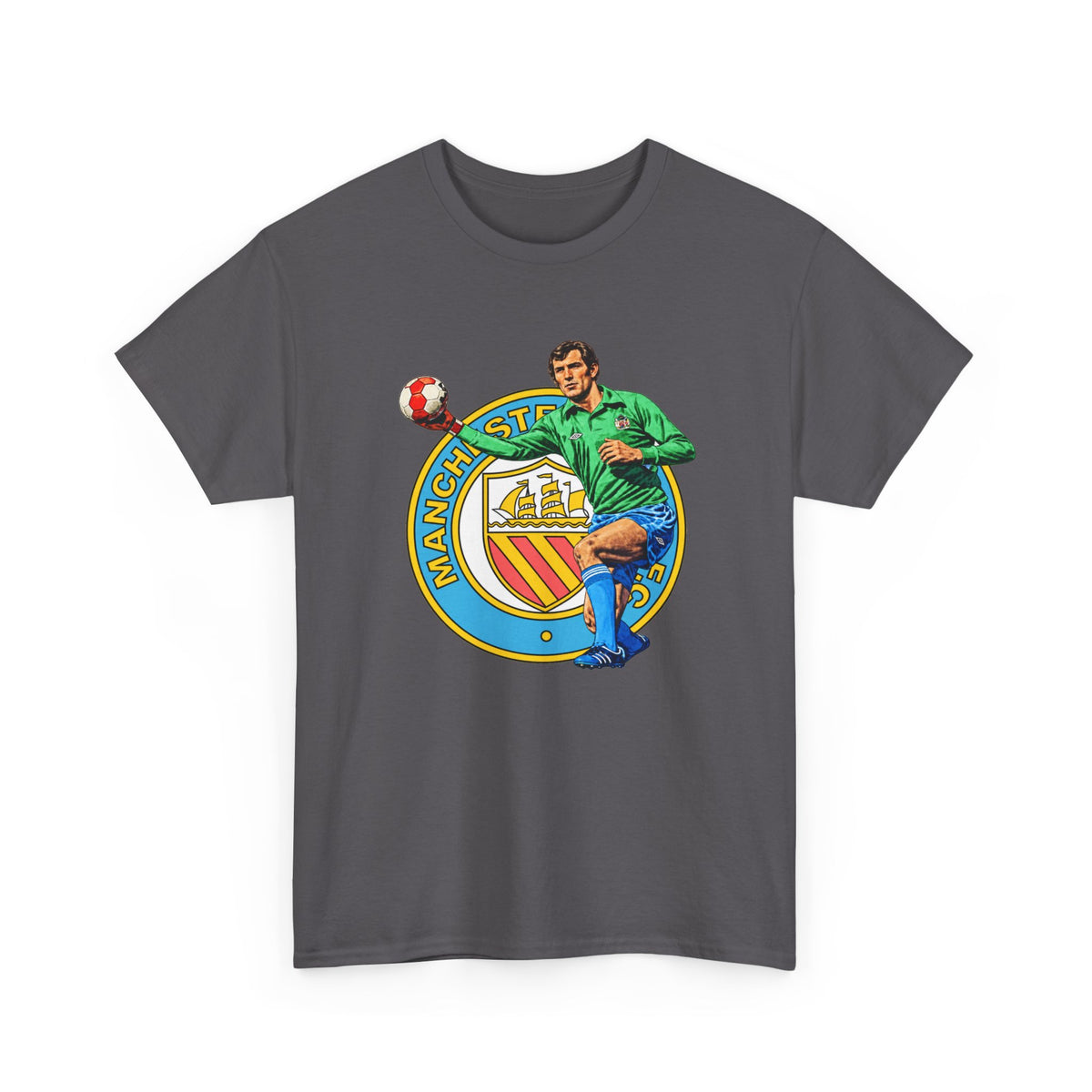 Joe Corrigan Manchester City Crest T-Shirt — Vintage Football Player Graphic Tee
