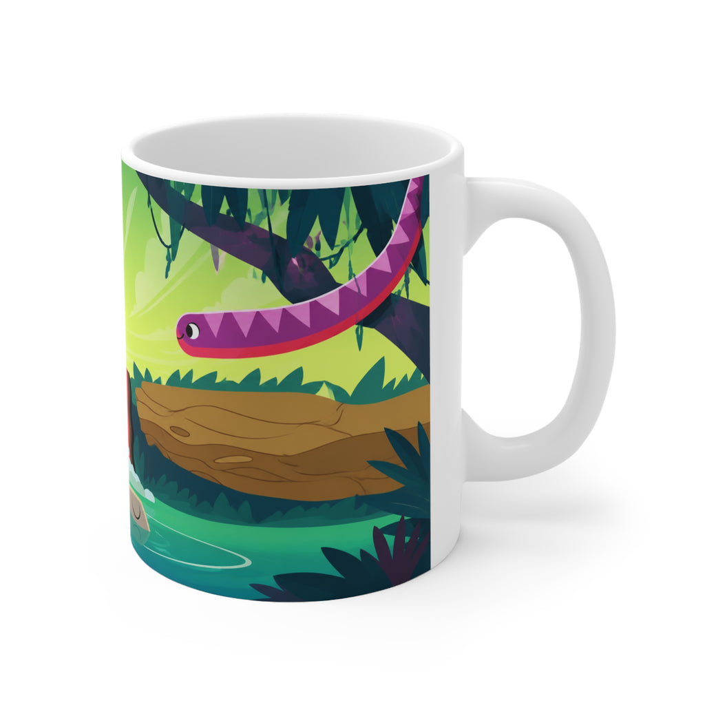 Giraffe Rainbow Waterfall Ceramic Coffee Mug — Cute Jungle Animal 11oz/15oz