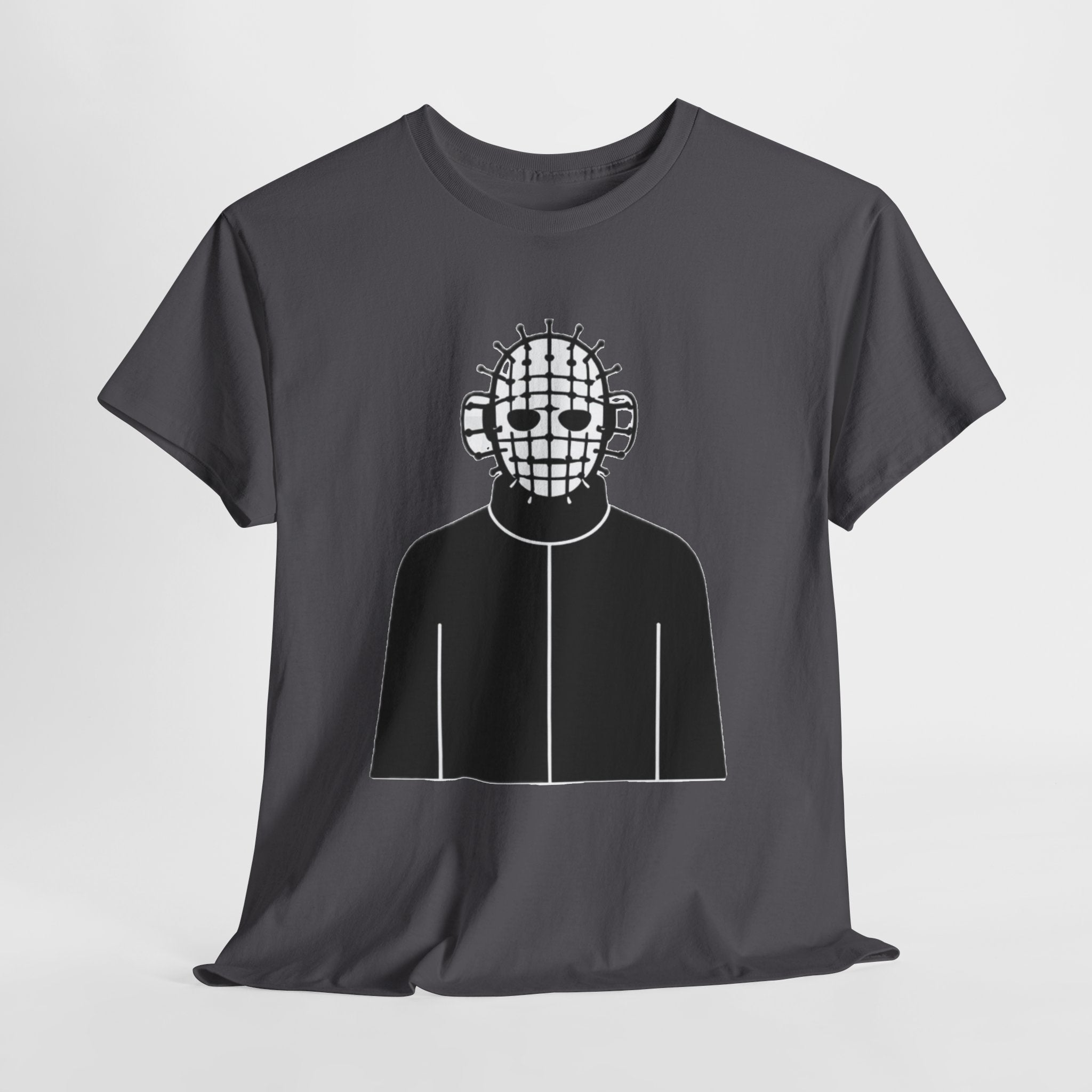 Horror Mask Graphic Tee — Pinhead-Inspired Skull Design