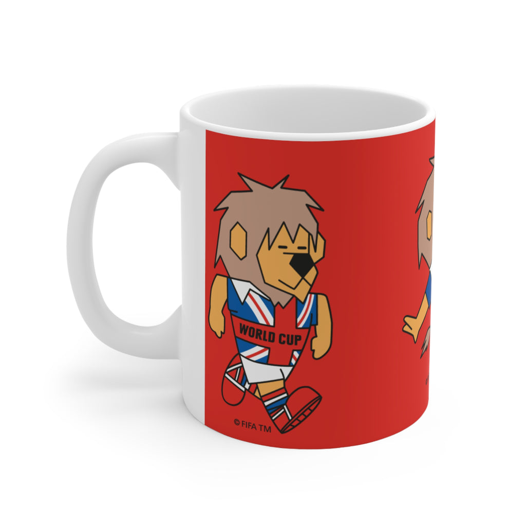 1966 World Cup Lion Soccer Mug — Retro Football Mascot Ceramic Coffee Cup (11oz, 15oz)