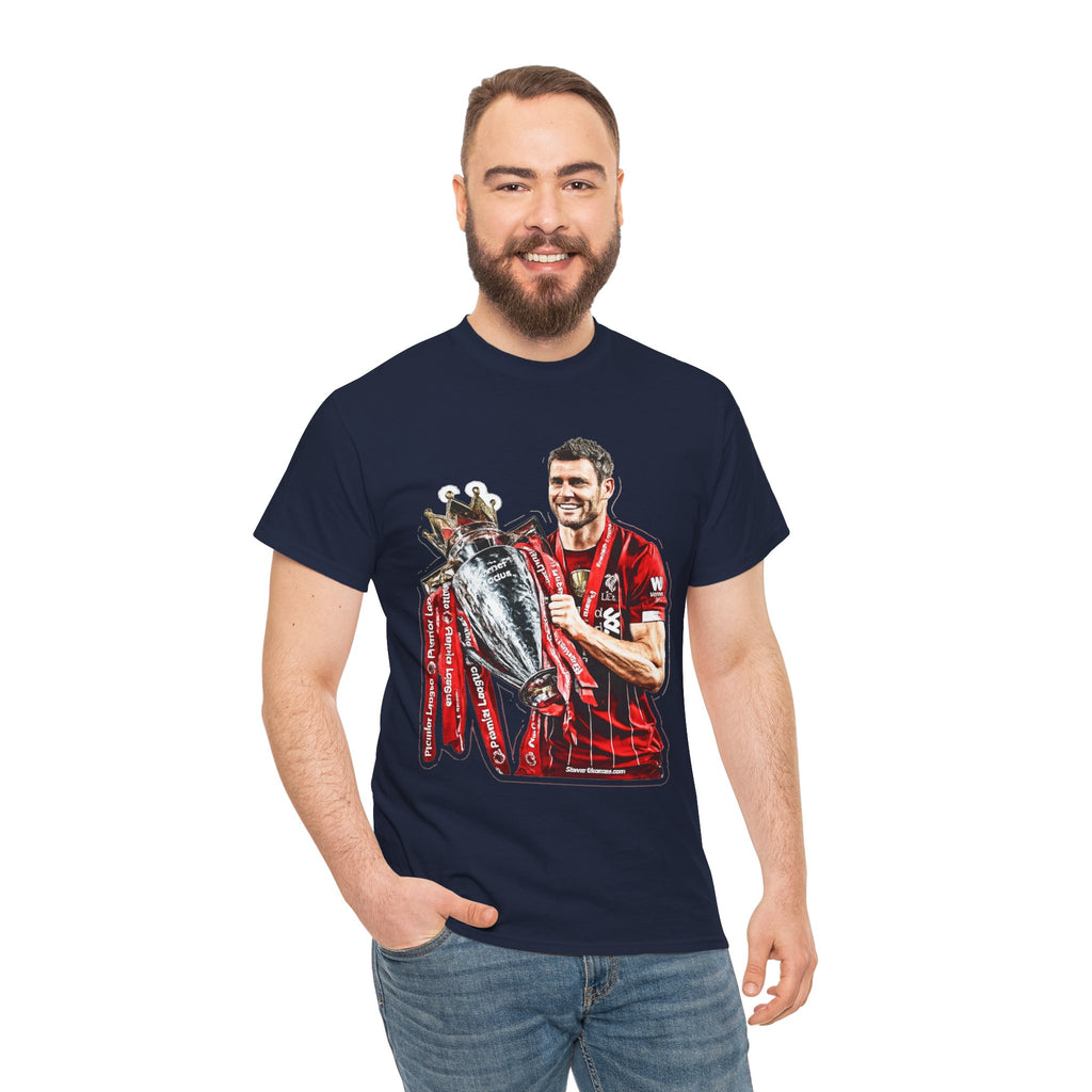 James Milner Liverpool Premier League Champion Trophy T-Shirt — Player Holding Premier Trophy