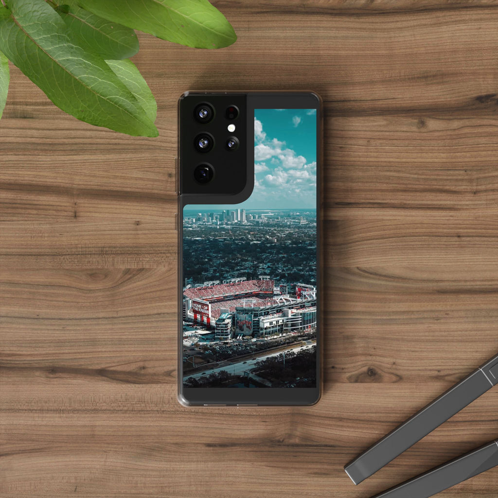 Tampa Bay Raymond James Stadium Clear Phone Case — Aerial City Stadium Design