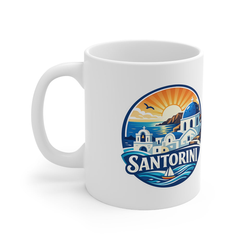 Santorini Ceramic Coffee Mug — Greece Travel Souvenir 11oz/15oz