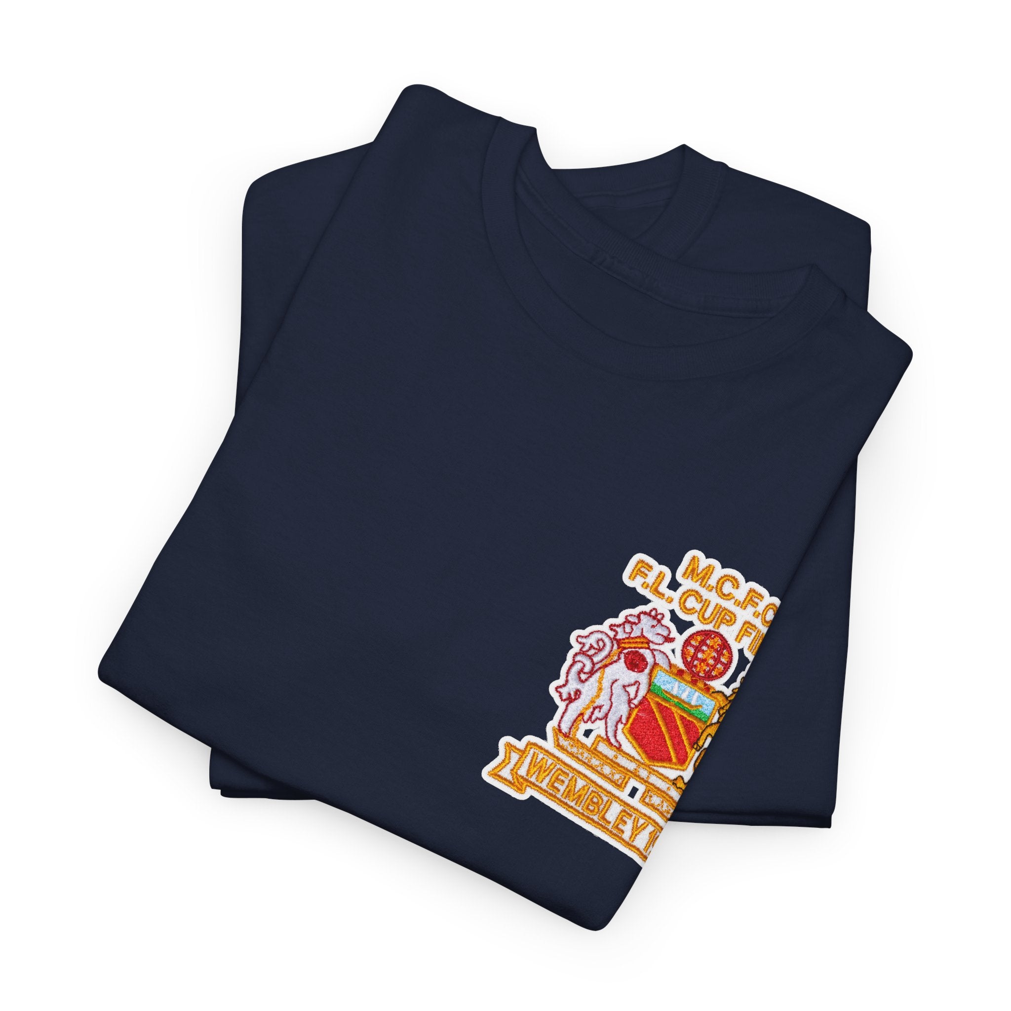 Manchester City 1976 League Cup Final Crest Cotton T‑Shirt — Vintage Football Fan Tee