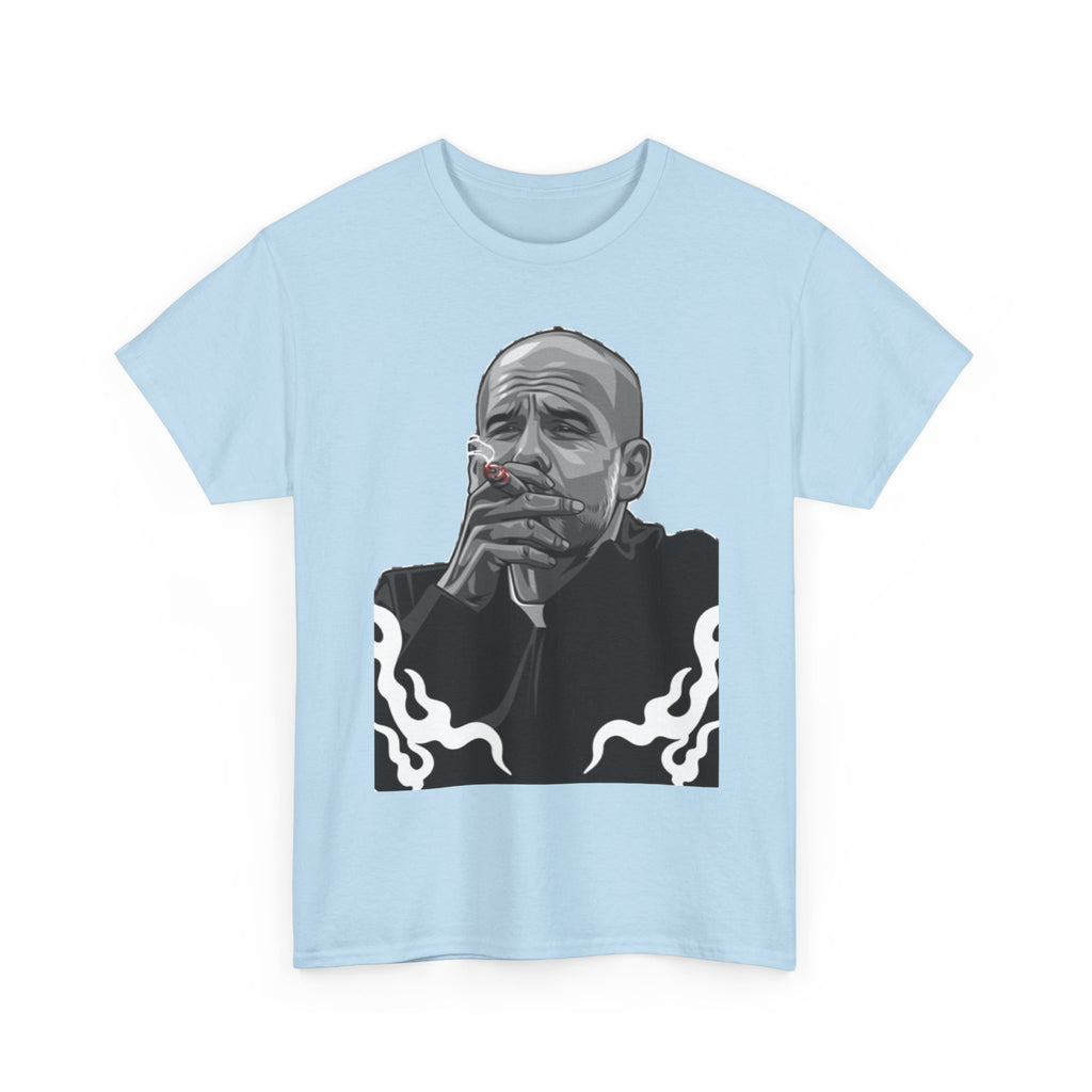 Pep Guardiola Smoking Portrait T‑Shirt — Moody Graphic Tee