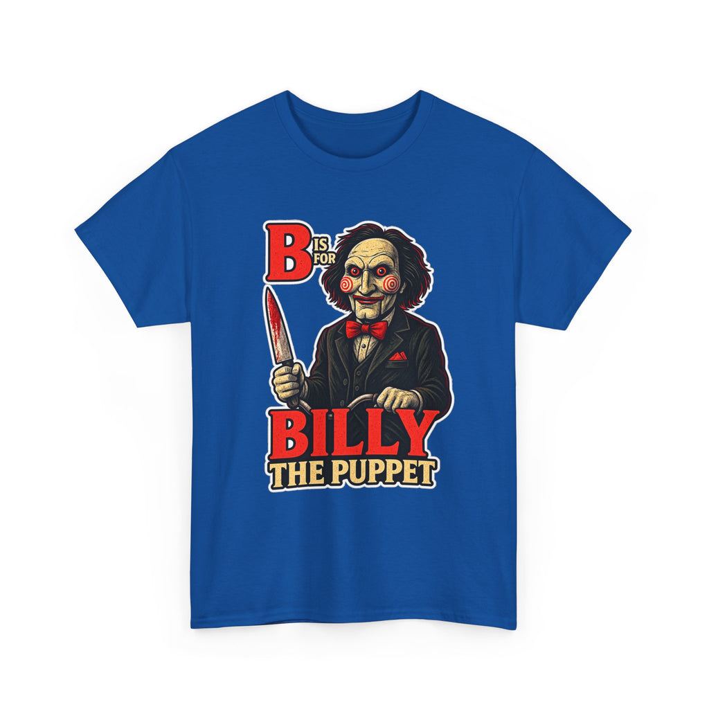 Billy the Puppet Horror Tee — Jigsaw-Style Killer Doll Graphic T-Shirt