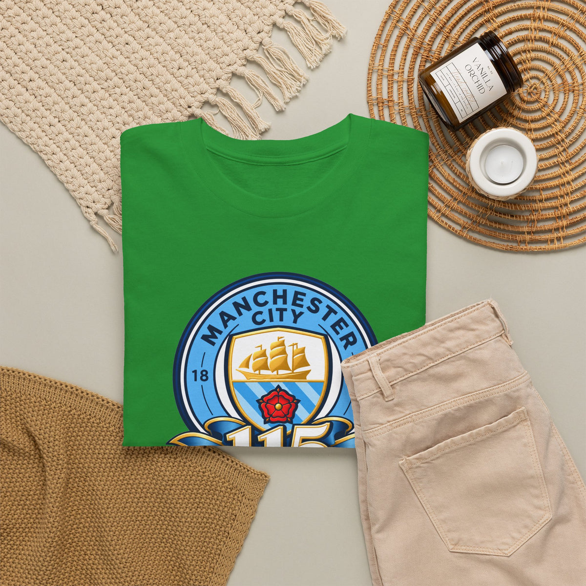 Manchester City 115th Crest Inspired Cotton T-Shirt