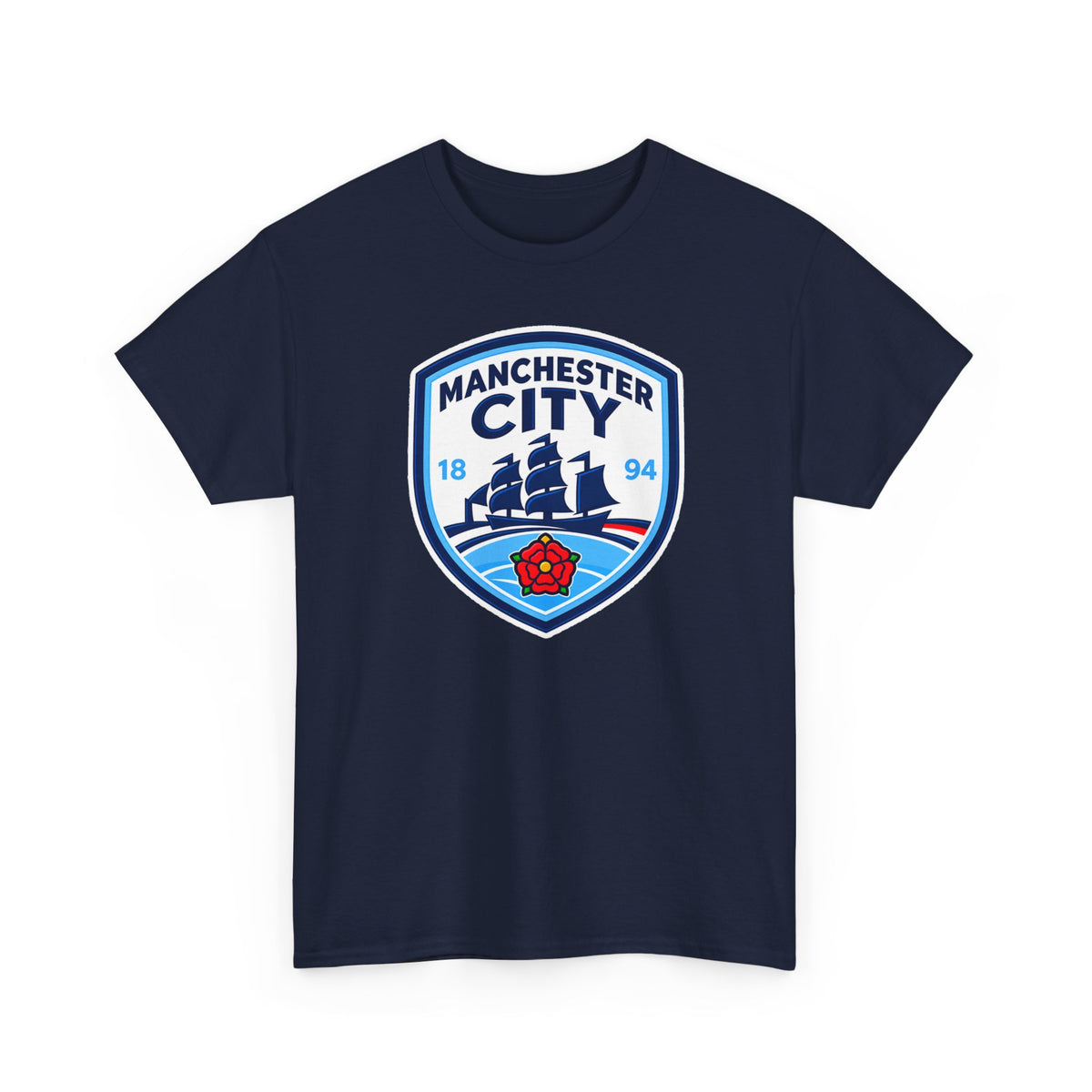 Manchester City Inspired Crest Cotton T-Shirt