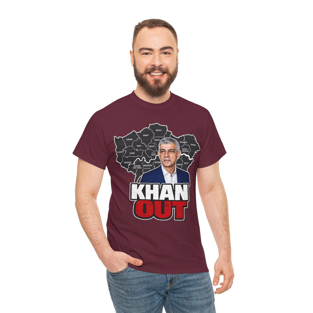 Sadiq Khan Out" Political Protest Tee with Sadiq Khan Graphic T-Shirt