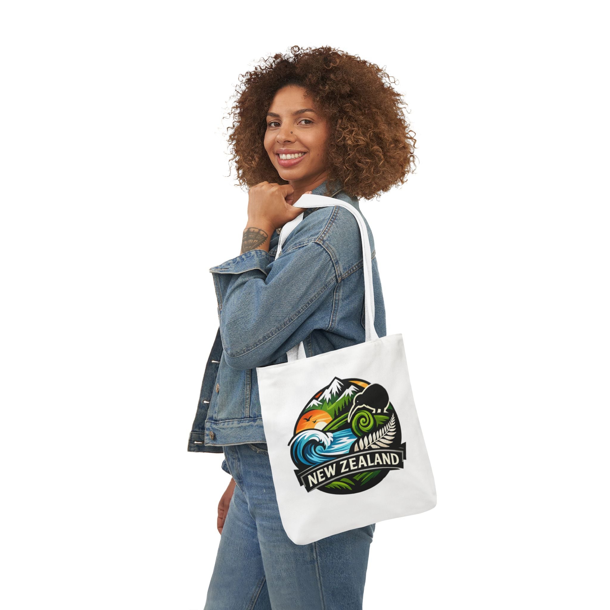 New Zealand Scenic Tote Bag — Kiwi, Mountains & Waves Canvas Tote