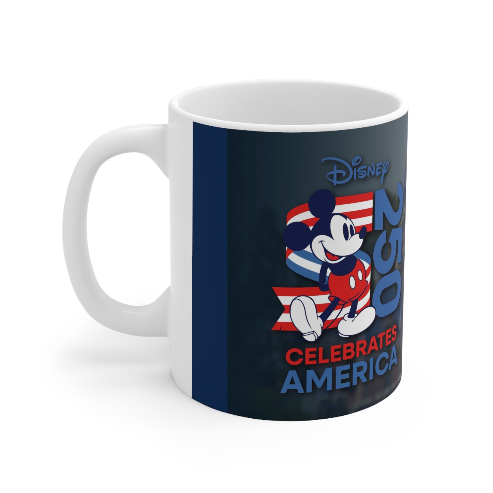 Disney Mickey 'Celebrates America' Flag Mug — Patriotic 11oz & 15oz Coffee Cup