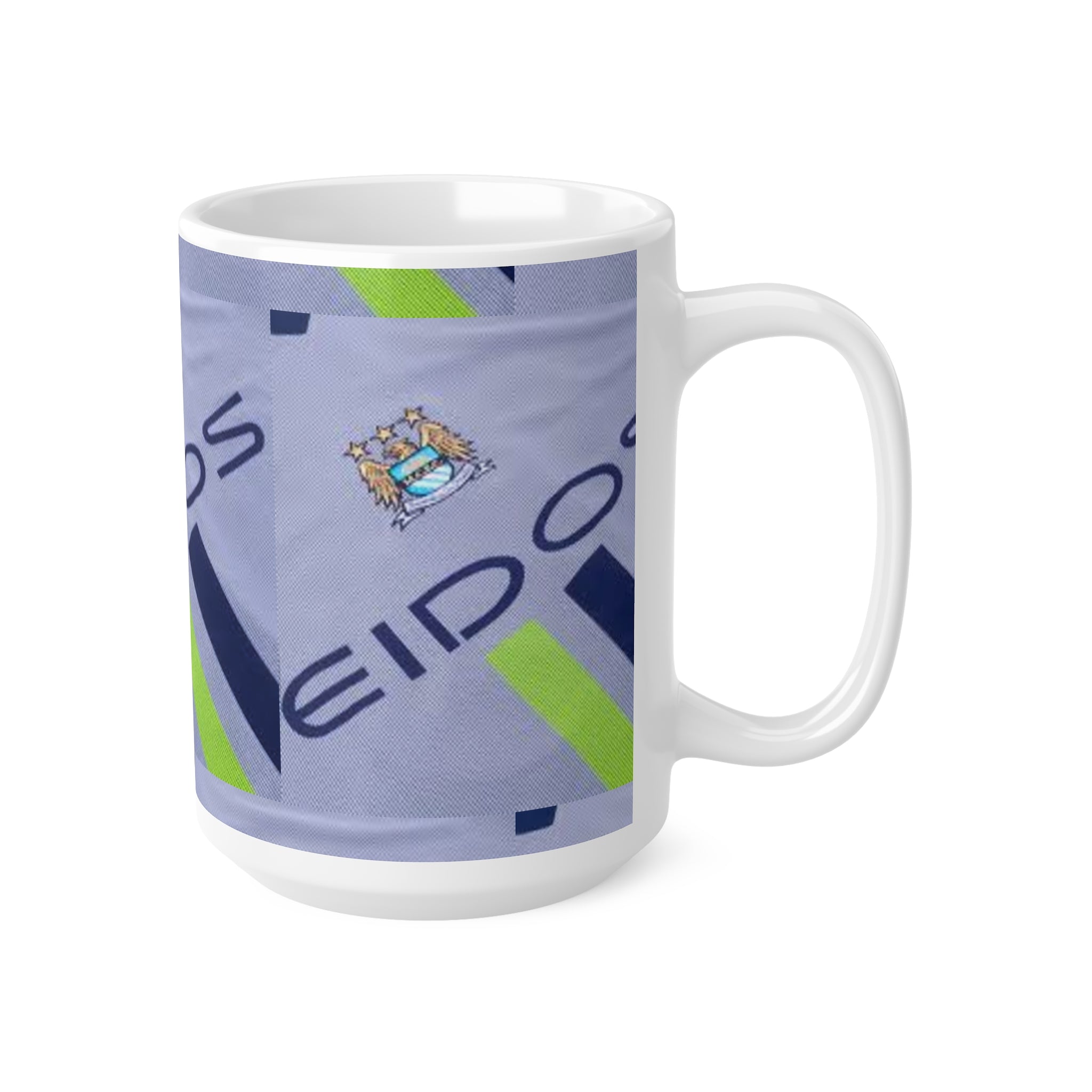 Manchester City 1999 Retro Jersey Pattern Ceramic Coffee Mug — Football Fan Gift (11oz, 15oz)