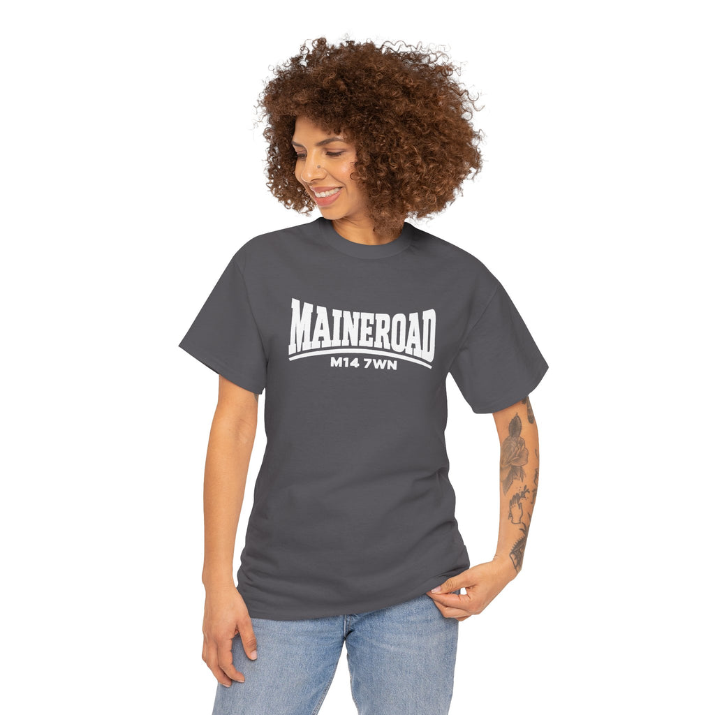 Maine Road Manchester City Cotton T-Shirt — M14 7WN Maine Graphic T-Shirt