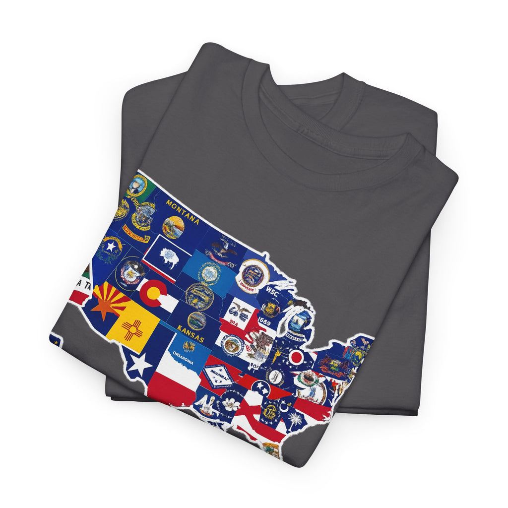 USA Map Flag T-Shirt — United States State Flag Map Tee