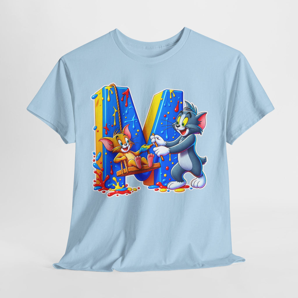 Tom & Jerry Letter M Cotton T-Shirt — Retro Cartoon Graphic Tee