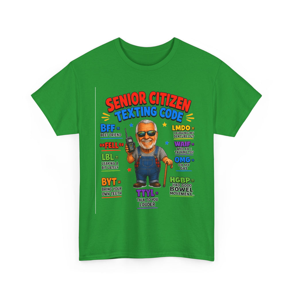 Senior Citizen Texting Code T-Shirt — Funny Grandpa Grandma Retirement Gift