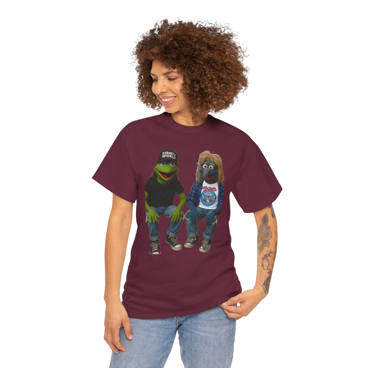 Kermit & Gonzo Waynes World Inspired Character Graphic T-Shirt