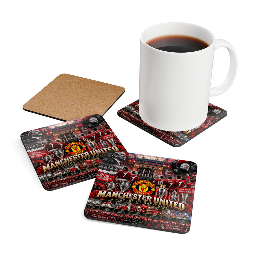 Manchester United Corkwood Coaster Set — A History of Greatness