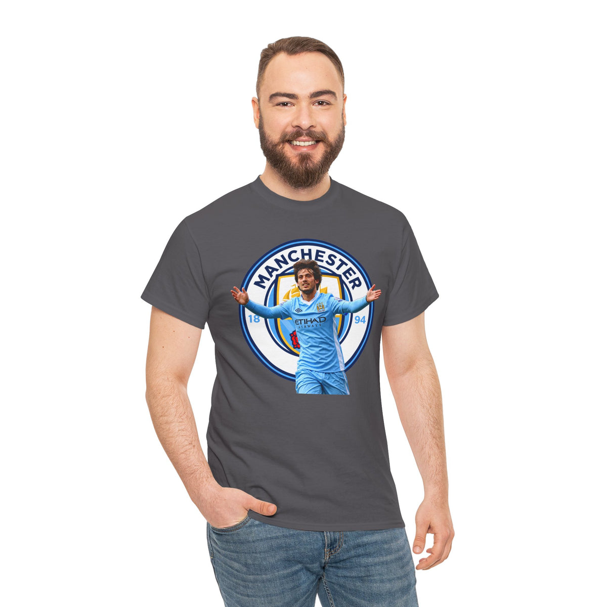 David Silva Manchester Legend Football Tee — Player Celebration Design