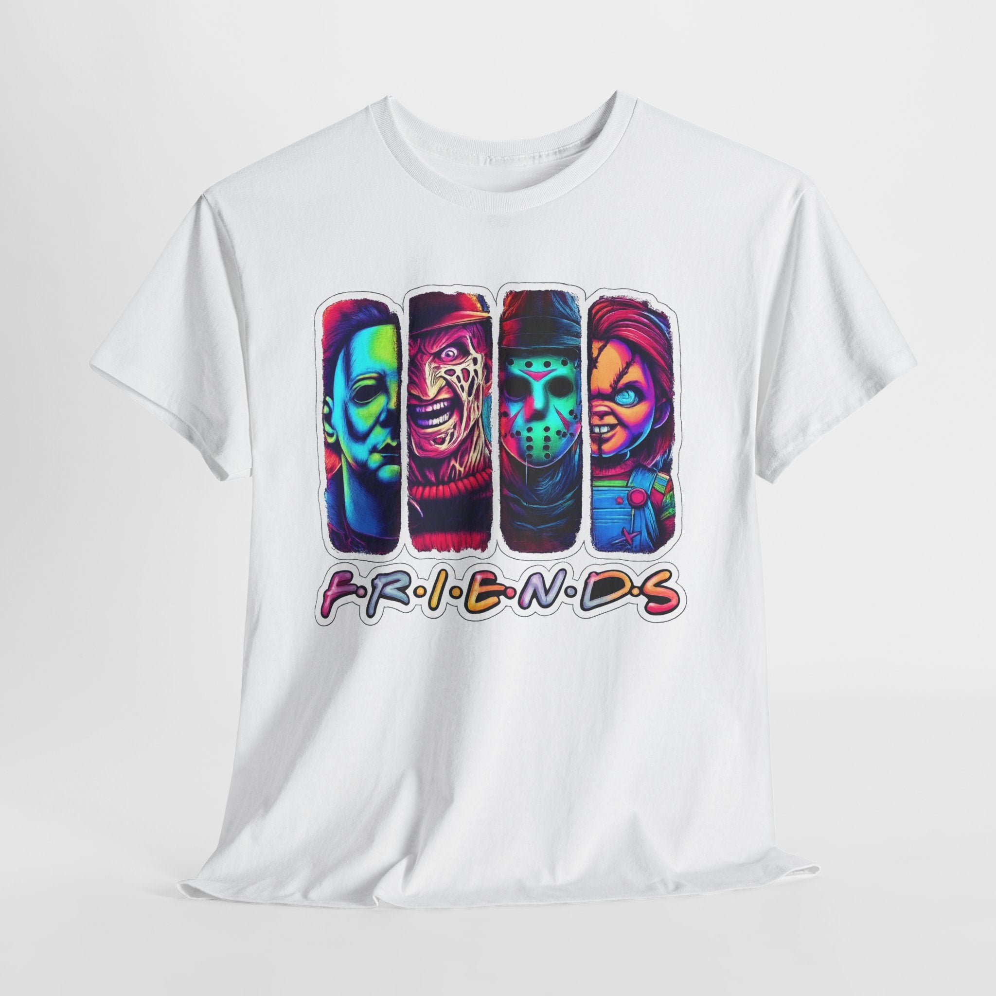 Halloween Horror Icons "Friends" T-Shirt — Neon Retro Slasher Tee