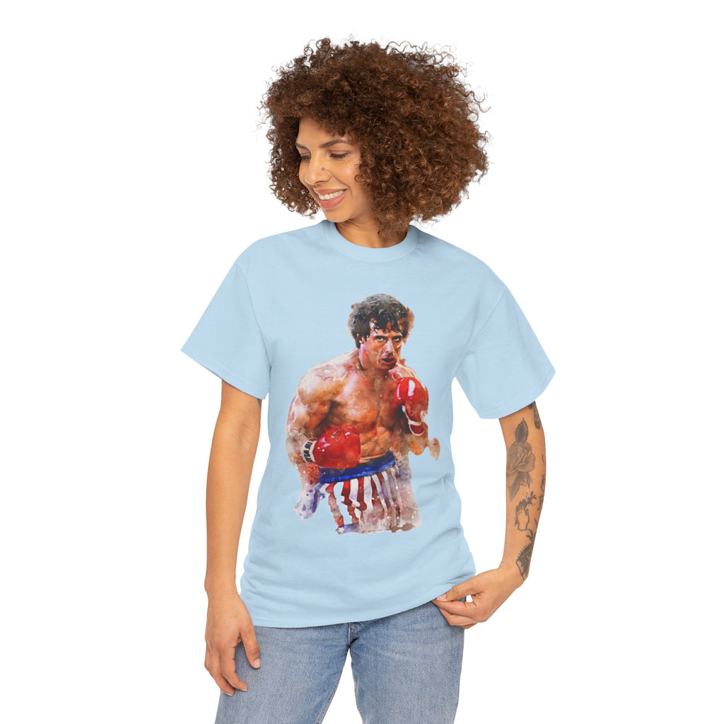 Boxer Rocky Painting T‑Shirt — Vintage American Flag Boxing Tee