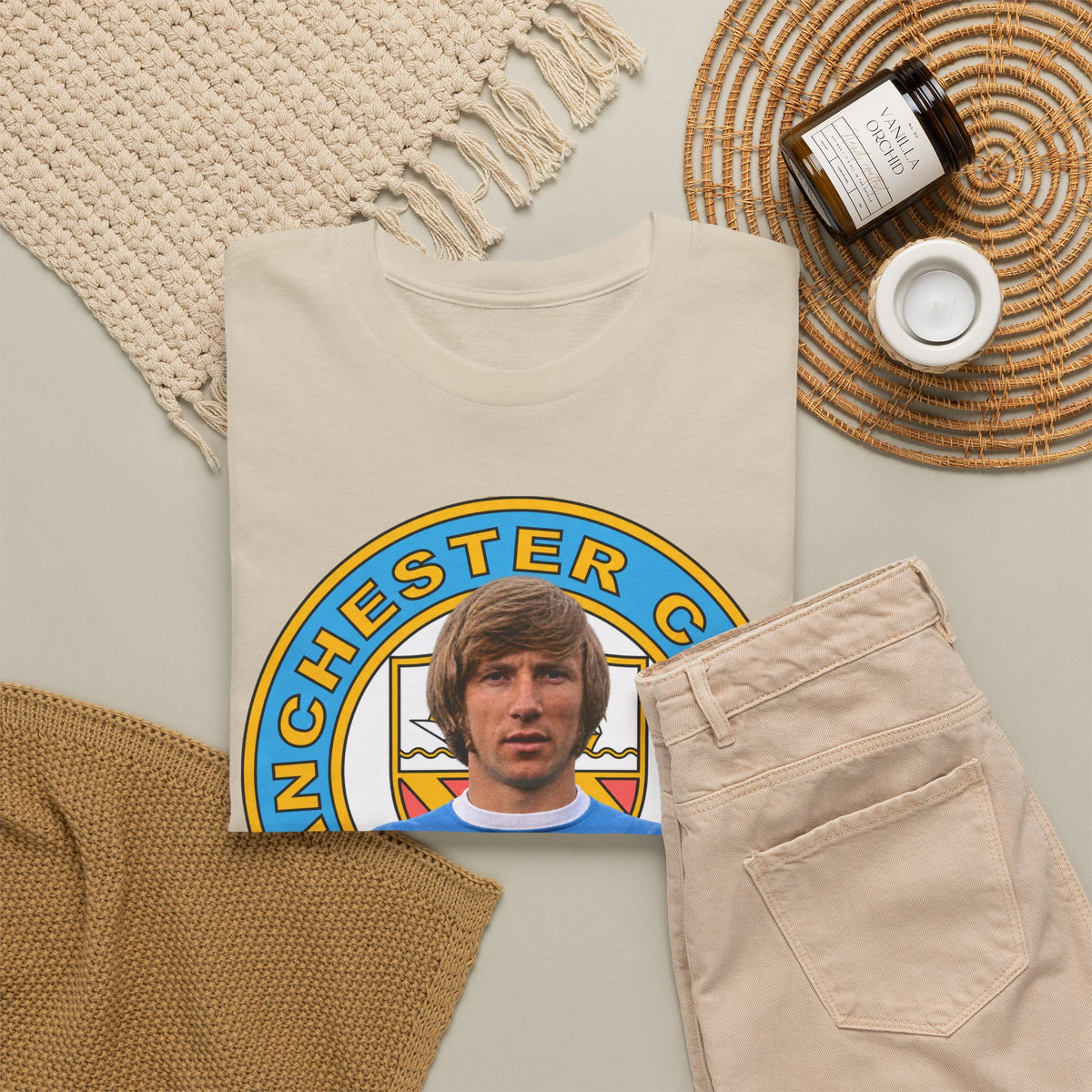 Colin Bell Manchester City Legend Cotton Tee — Retro Player Graphic