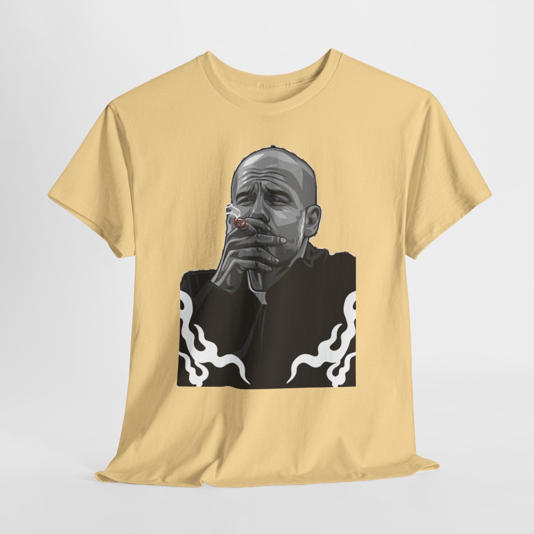Pep Guardiola Smoking Portrait T‑Shirt — Moody Graphic Tee