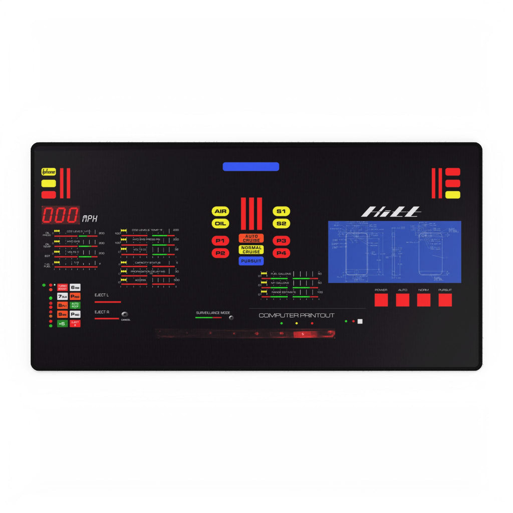 Knight Rider Kitt Dashboard Futuristic Control Panel Desk Mat – Retro HUD Gaming/Workstation Pad