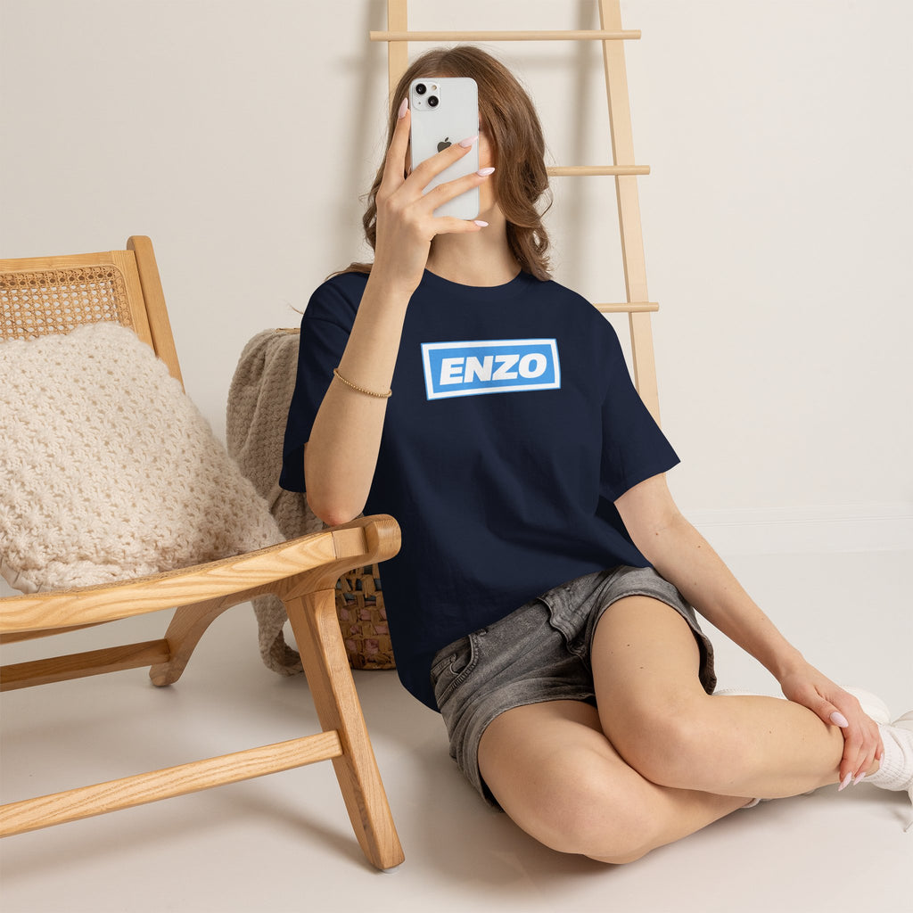 Enzo Man City Inspired Logo Tee — Classic Box-Logo Graphic T-Shirt