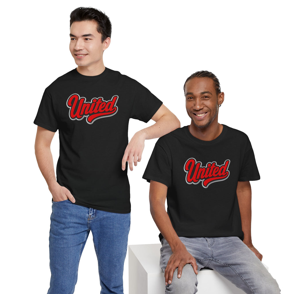 United Retro Script Tee — Vintage Red Logo T‑Shirt