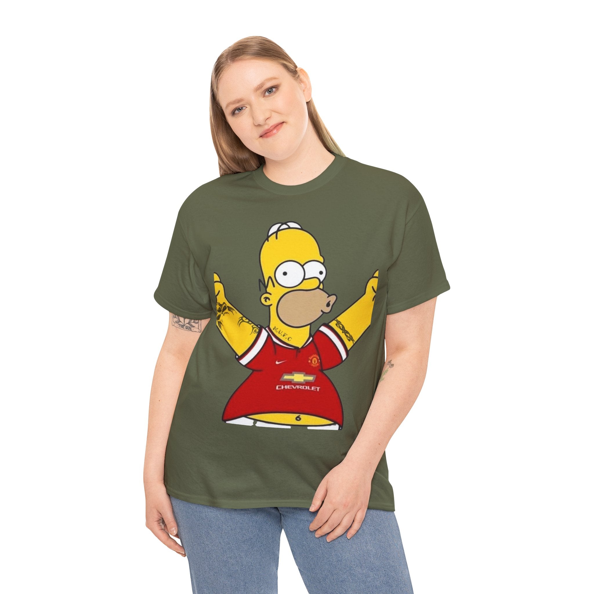 Homer Simpson Manchester Fan T-Shirt — Cartoon Football Supporter Tee